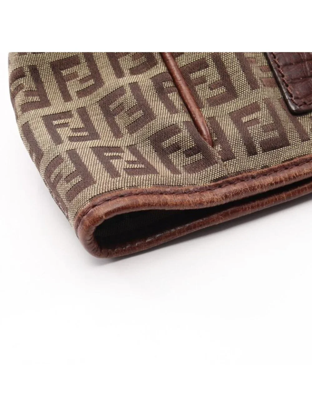 Fendi Tote Bag Zucchino Beige Brown Canvas Leather